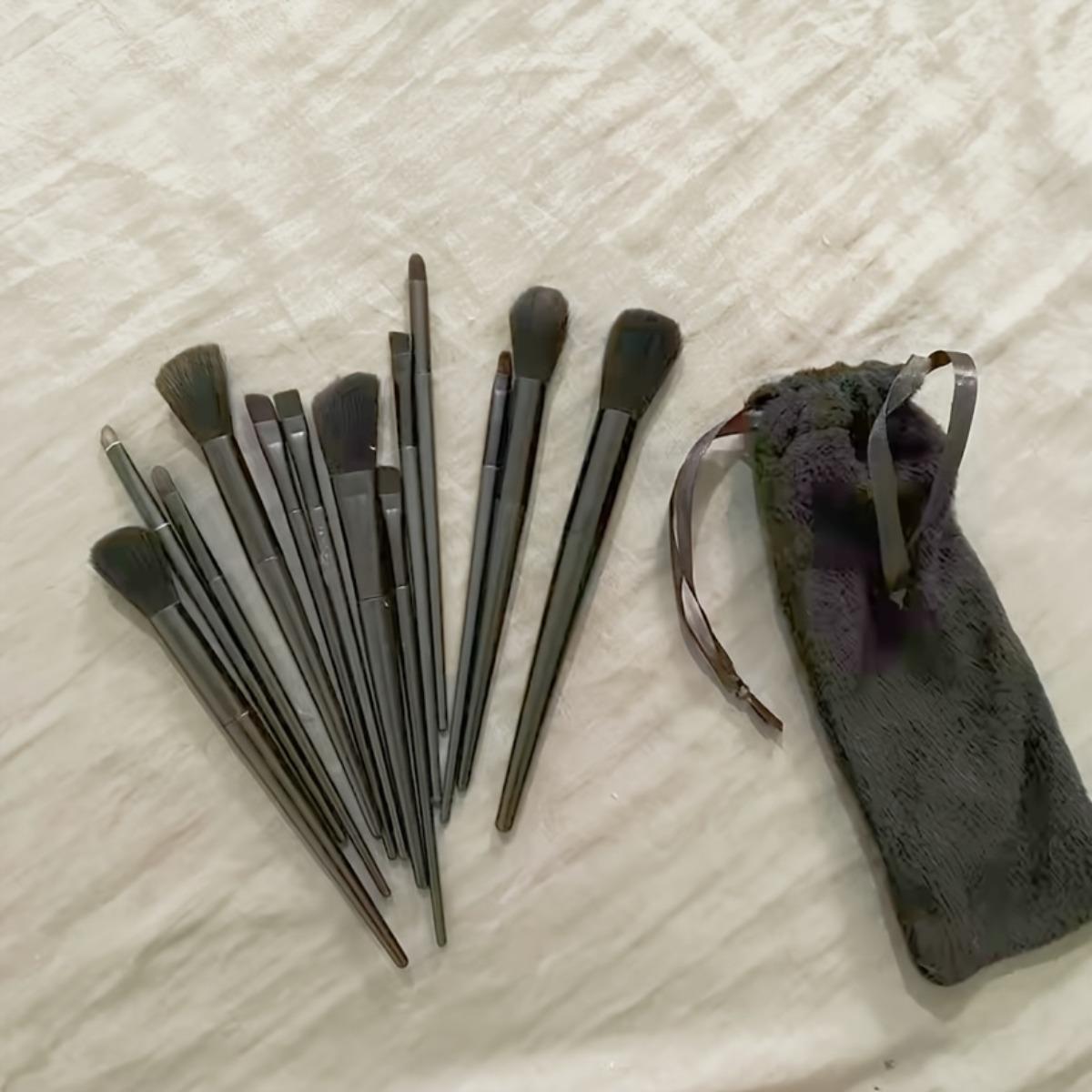 

13Pcs Complete Makeup Brush Set with Storage Bag, All Black Makeup Tools