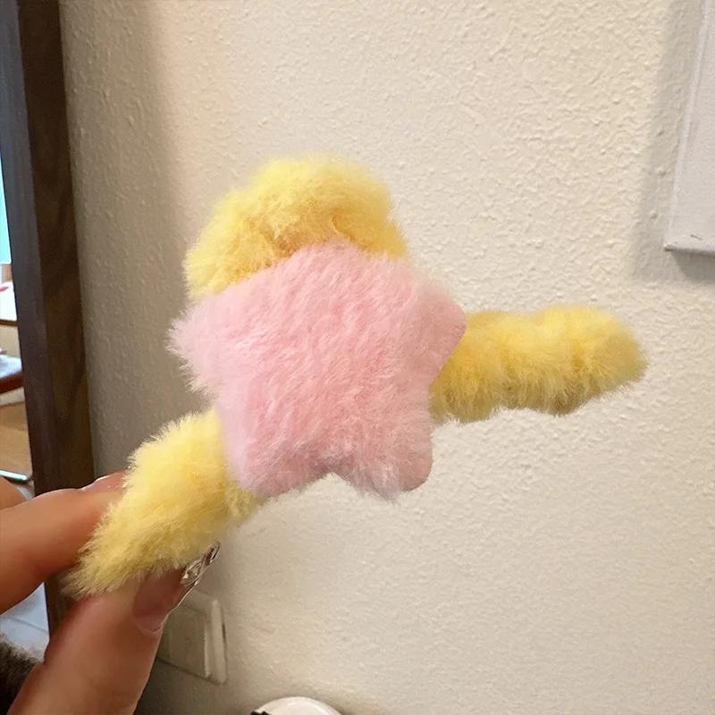 Multicolor Cute Plush Star Hair Clips for Women Girls Children Sweet Fluffy Hairpins Large Shark Clip Hair Accessories