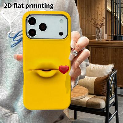 Phone Case: 2D Flat Design Suitable for iPhone 18 17 16 15 14 13 Pro Film Protective Case, Couple Style, Flying Kiss Lips, Christmas and Halloween Gif