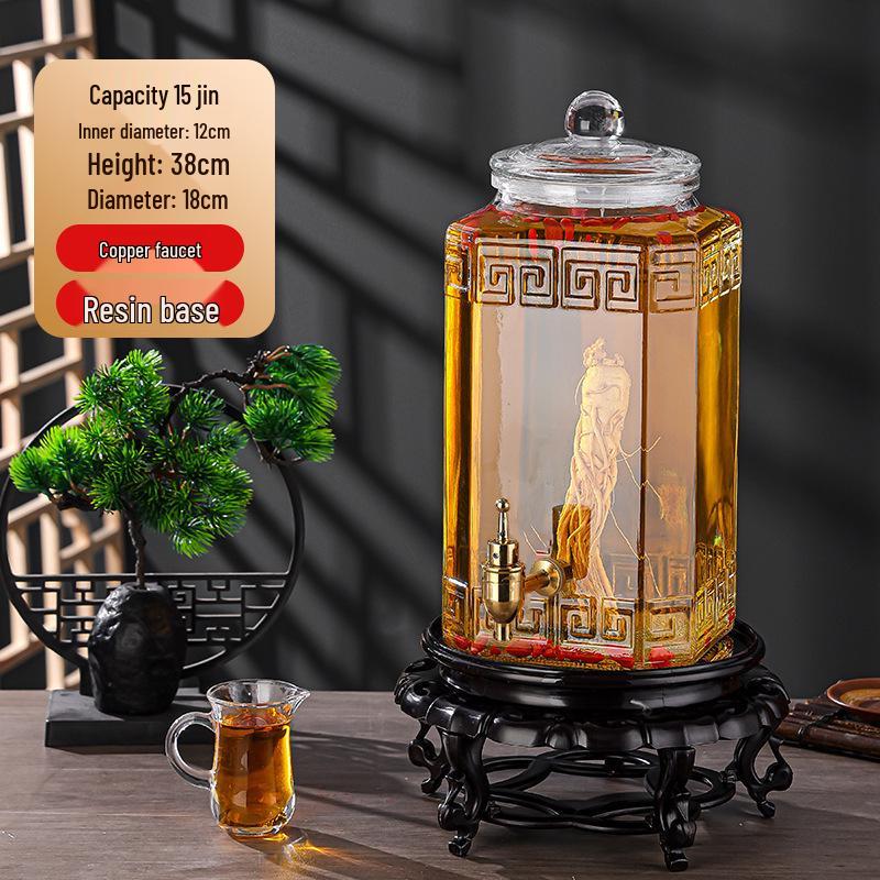 Luxury Sealed Wine & Baijiu Soaking Jar with Faucet for Household Use