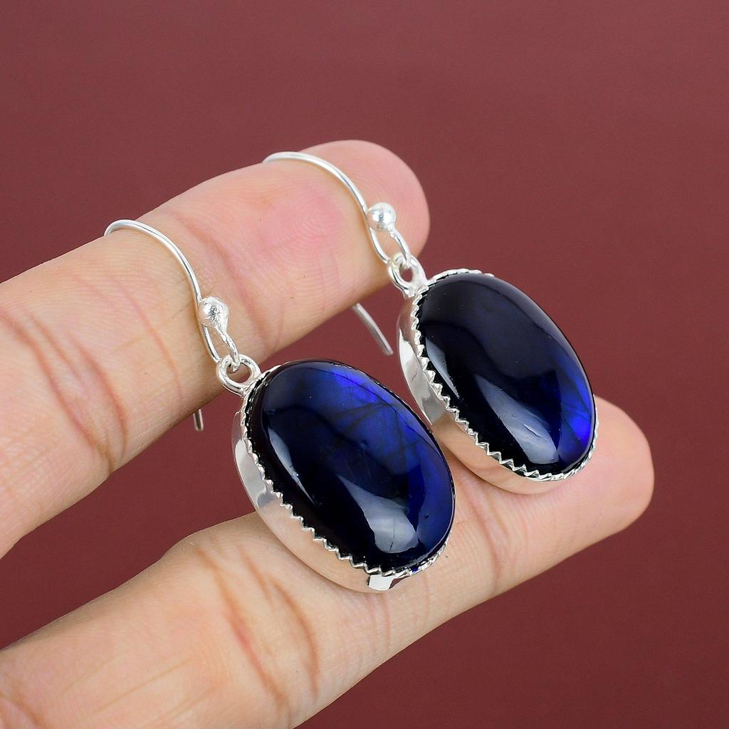 Blue Fire Labradorite Earring 925 Sterling Silver Earrings Top Quality Gemstone Earring Wedding Jewelry Handmade Dangle Earring Gift For Mom