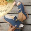 Slip On Open Toe Slide Sandals with Metal Buckle Soft Sole Non Slip Lightweight Casual Outdoor Footwear for Women