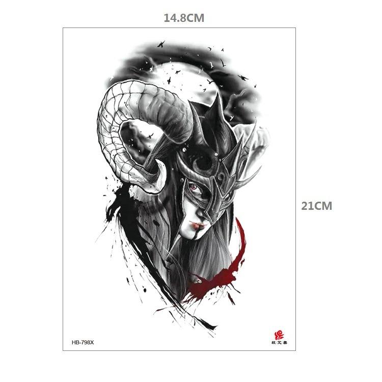 Clown Mouth Flower Body English Color Lion Tiger Half Arm Animal Pattern Water Transfer Simulation Tattoo Sticker