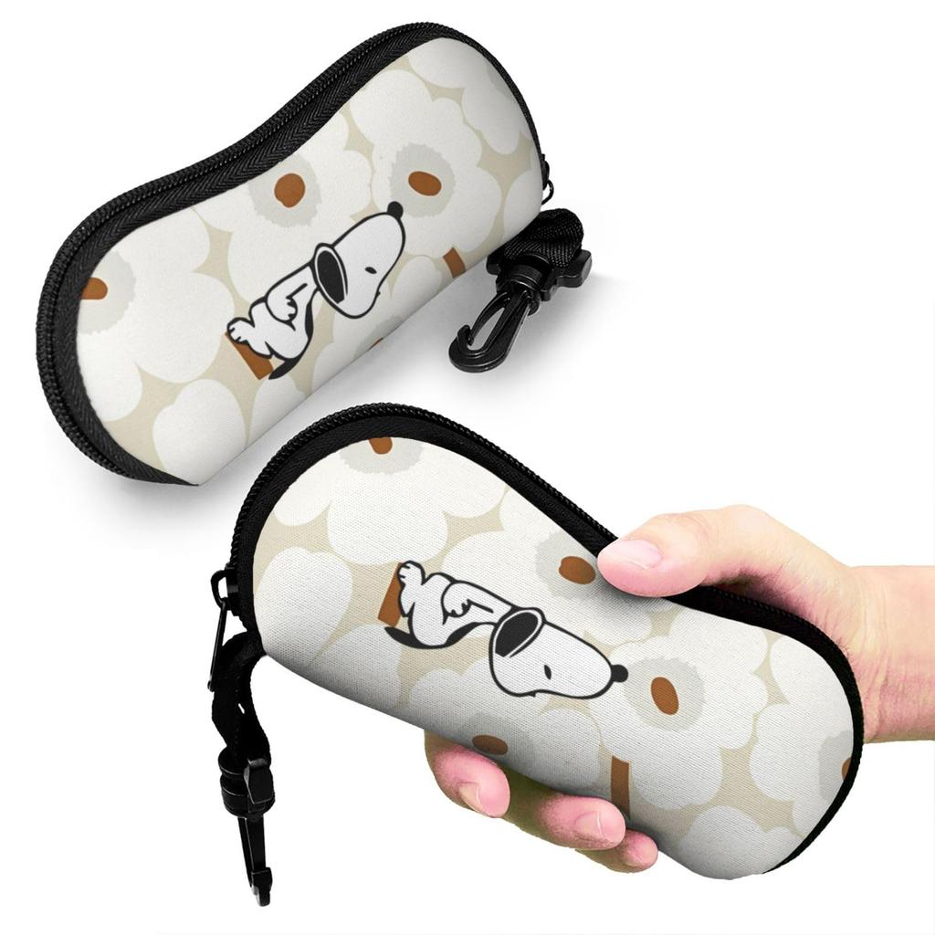 Asamike Okulary Snoopy Okulary Fajne Anime Okulary Unisex Przechowywanie Neopren z Haczykiem na Brelok Torba, Saszetka, Etui, Zamek Błyskawiczny, Stylowe,