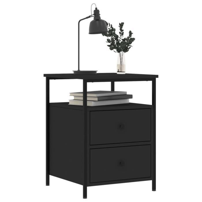 VidaXL Table de chevet noir 44x45x60 cm bois d’ingénierie 826003