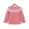 Girls' Lace Ruffled Plaid Long Sleeve Blouse