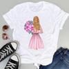 Summer New Shortsleeved Tshirt with Swan and Butterfly Print Patterns Roundneck Top Made of Modal Fabric Women Clothing