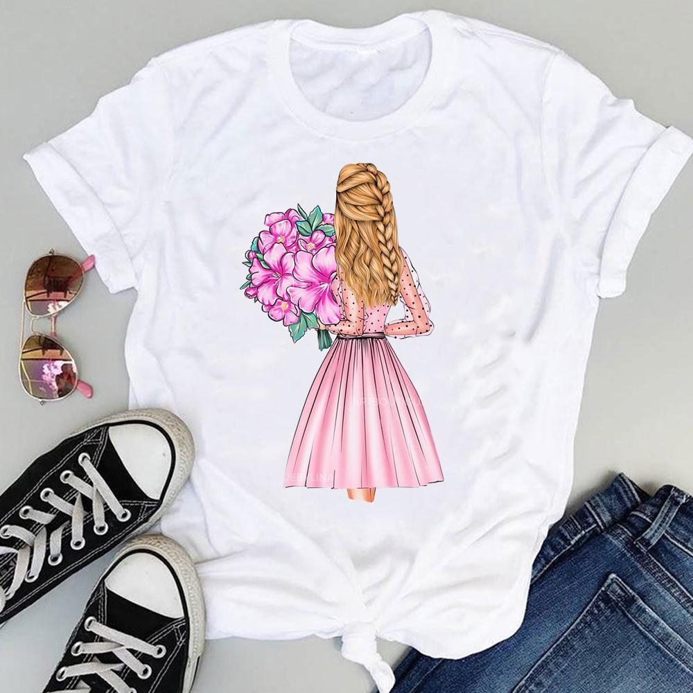 Summer New Shortsleeved Tshirt with Swan and Butterfly Print Patterns Roundneck Top Made of Modal Fabric Women Clothing