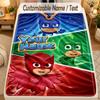Flannel BlanketPJ Mask Custom Name Text Personalized Soft Warm Throw Blanket Home Decor Gift