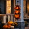 Halloween Pumpkin Hanging Ornaments Triple Stacked Jack-o'-Lantern Door Hanger, 2D Wall Ornament, Dark Style Festival Props Spooky Fall Porch