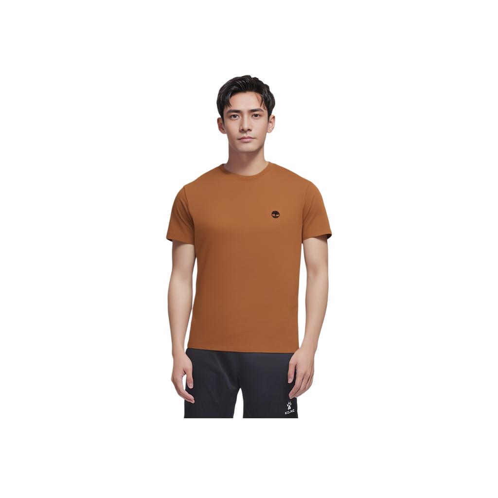 Timberland Classic Embroidered Crew Neck Comfortable Slim Fit Short Sleeve T-Shirt Men Tops Medium-Brown A2EKJ-K43