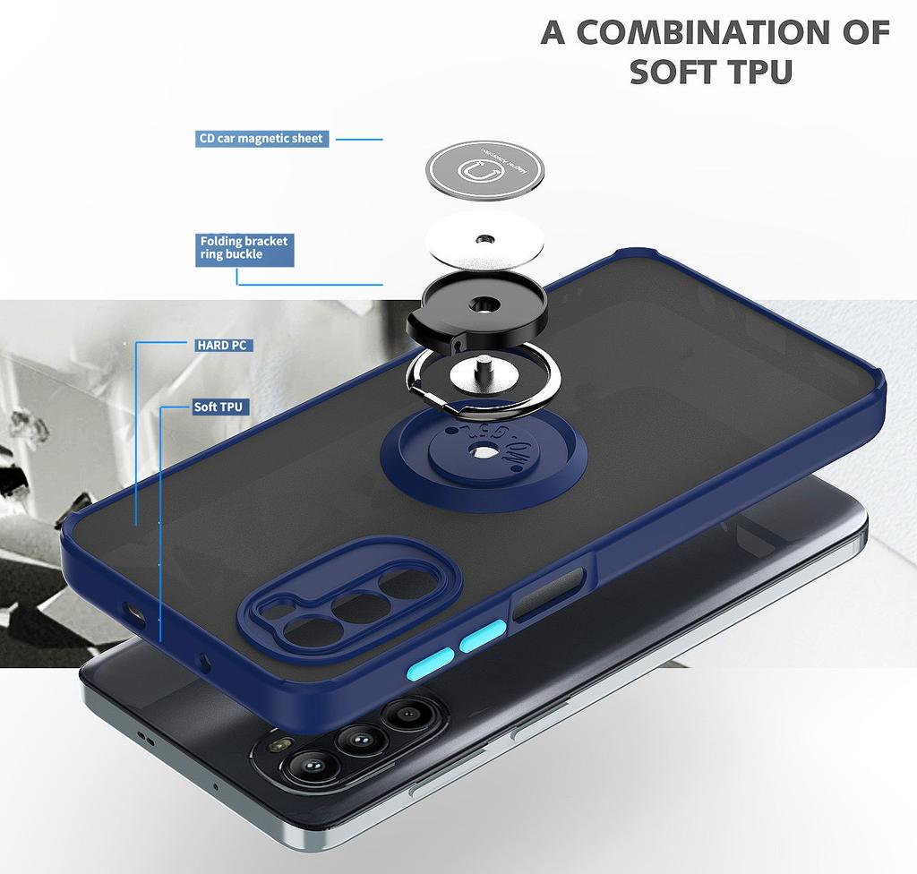 Fashion Model Ring Holder Hard PC Case For Motorola Moto G52 G22 G31 G41 G42 G60 G60S G20 Moto G52 Shockproof Silicone Back Case