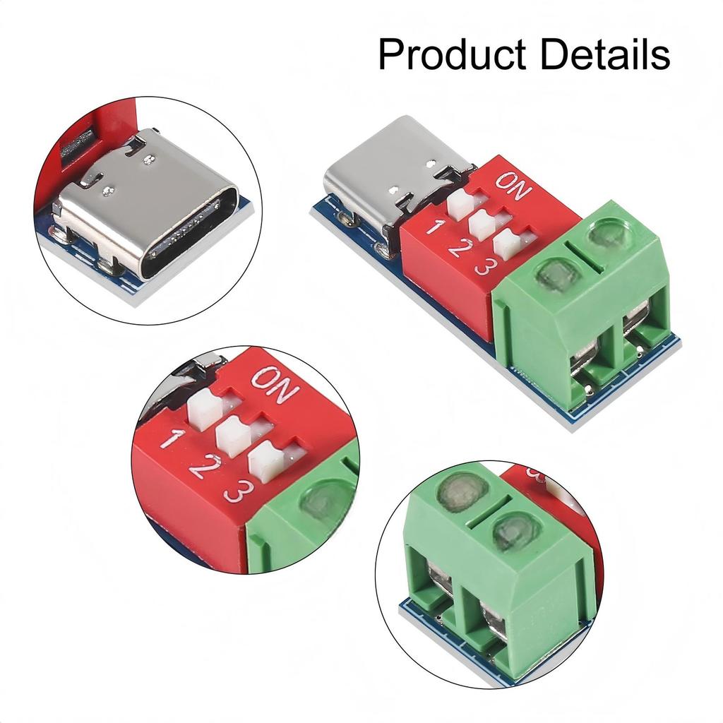 5 Stück USB C PD Trigger Board Modul Schnellladung Decoy USB Typ C zu 5V 9V 12V 20V Power Delivery Boost Modul für verschiedene Geräte