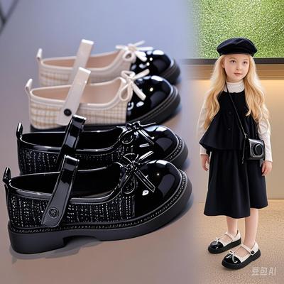 Zapatos de cuero para niñas de primavera y otoño, estilo coreano, zapatos sencillos de suela suave, zapatos de princesa.