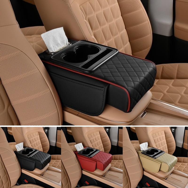 Car Arm Rest Box Pad Thicken Center Console Box Extension Armrest Cushion Soft Elbow Support Cup Holder Organizer Bag