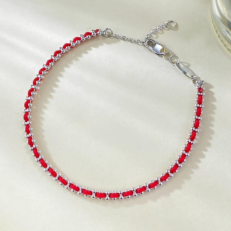 Bracelet Tendance Rouge en Corde pour Femmes, Bijoux à Transfert Chanceux, Bracelet Manchette Design Créatif de Niche