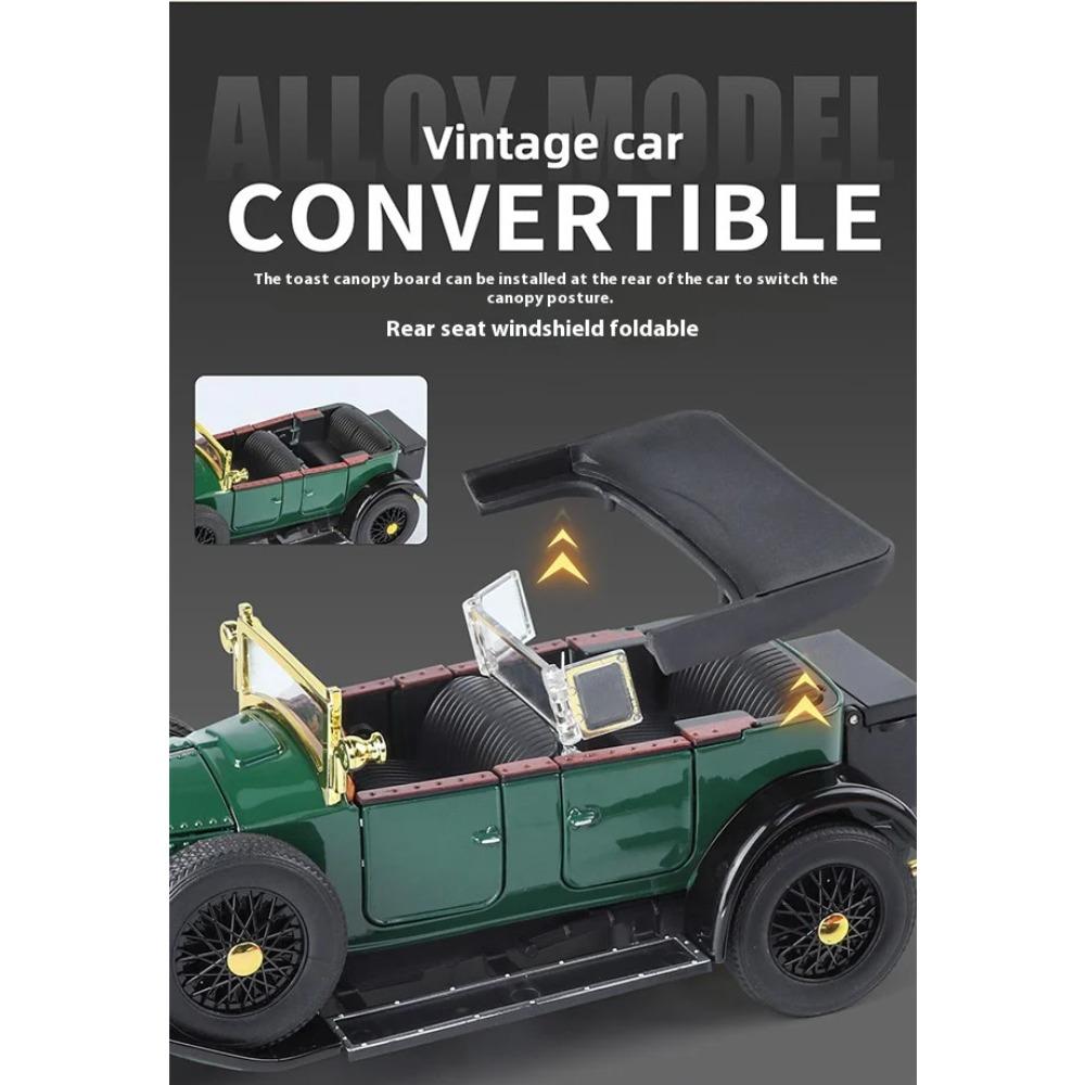 1/24 Rolls-Royce Retro Phantom Oldtimer Modell, Simulierter Sound und Licht, Vierrad-Stoßdämpfung, Vorderradlenkung