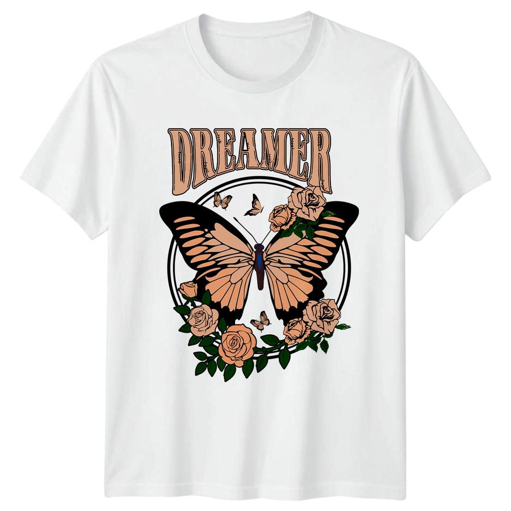 Dreamer Unisexs TShirt Butterfly Roses Nature Gift For Her