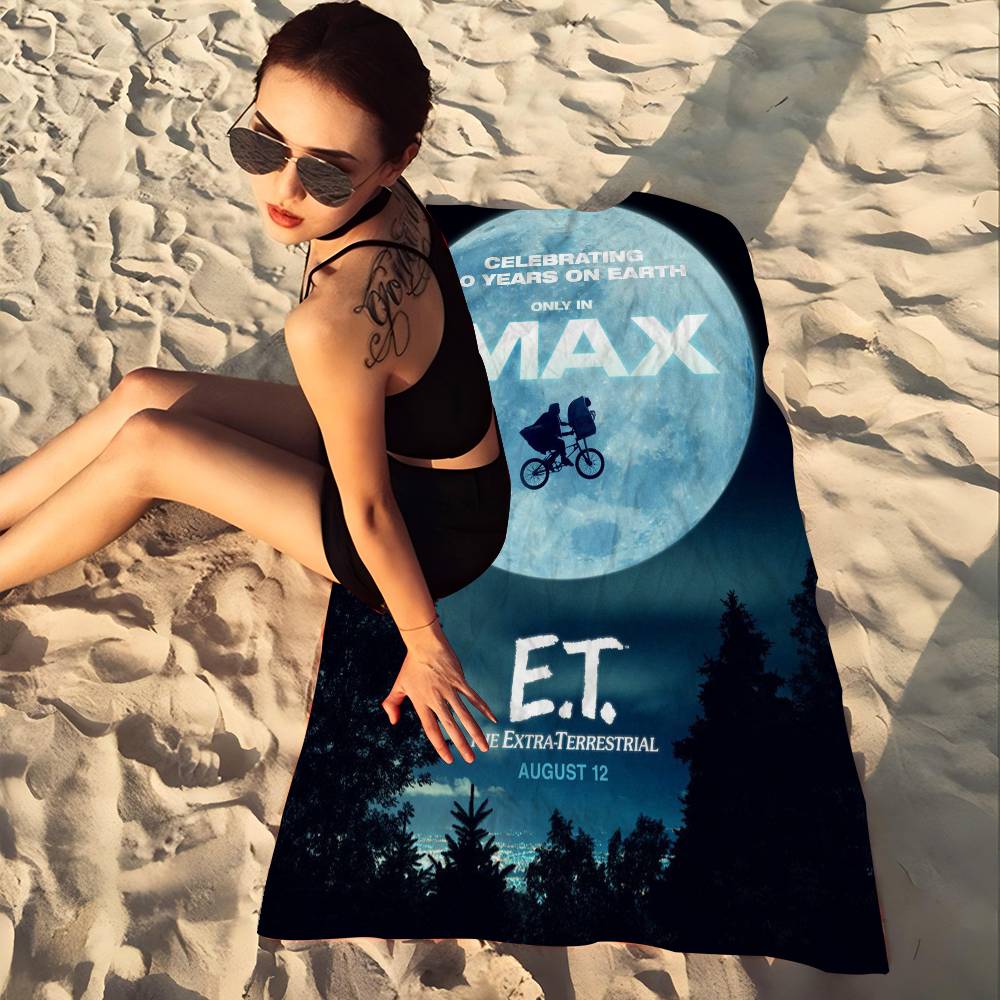 Movie E.T. The Extra-Terrestrial Anime Beach Swimming Towel Soft Absorbent Washcloth Children's for Kids Travel Camping Gym