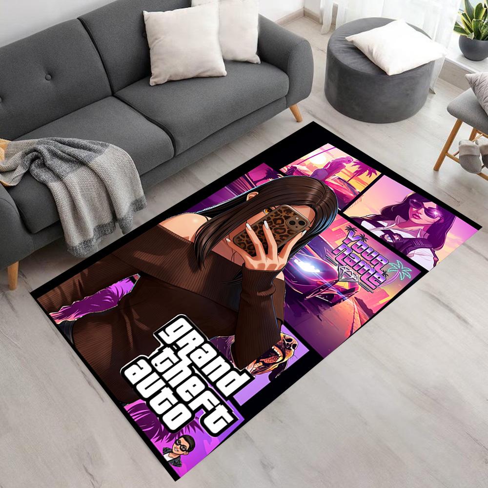 Grand Theft Auto Textfeld Teppich Perfekt für Wohnheim Arbeitszimmer Balkon Außenbereich Rutschfester Teppich Büro Heimdekoration Geburtstag/Weihnachtsgeschenk
