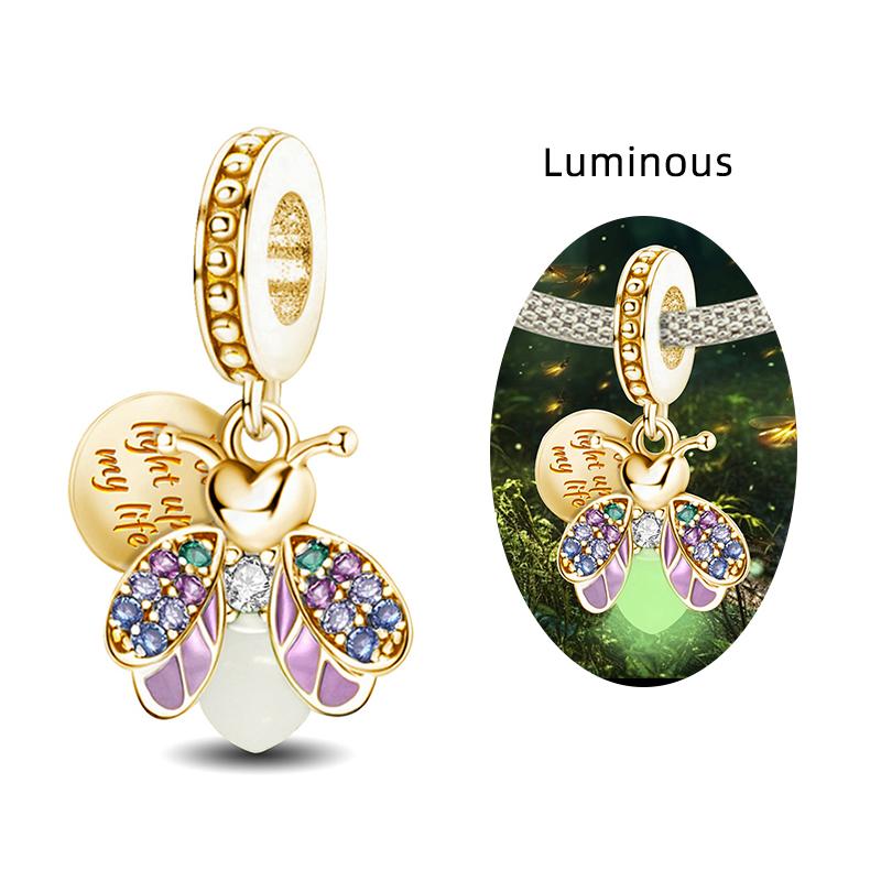Original Copper Charms Beads Glowing Luminous Bee Firefly Butterfly Pendant For Bracelet Bangle Charm Diy Jewelry