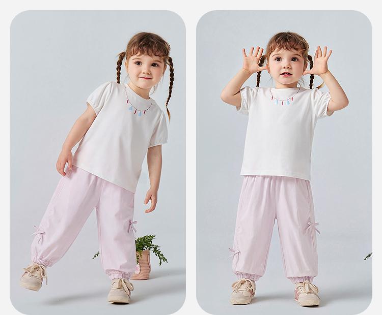 Mini Balabala Girls' Baby Pants Summer Quick drying Sunscreen Cool Feeling Lightweight Mosquito proof Pants Sweet Bow