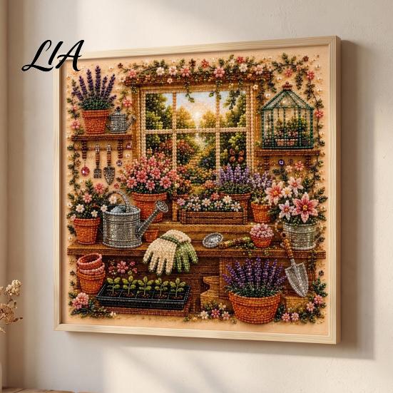 Decorative Crafting Supplies Vintage Room Diamond Painting Kit, DIY Art with Cozy Cottage Scenes, by Numbers Alternative Complete Tools Set