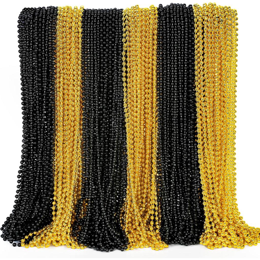 100pcs Mardi Gras Beads, Green Purple Gold Metallic Mardi Gras Beads Necklaces Accessories Bulk, Mardi Gras Carnival Beads Neckl