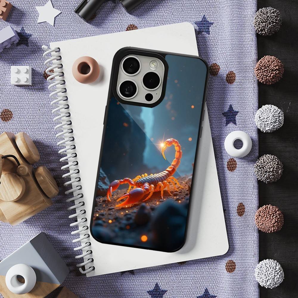 Cool Art Animal Scorpion For iPhone 16,14,13,15,11,12,17,Plus,Mini, Pro,For Magsafe,Max,Magnetic Wireless Charging Case