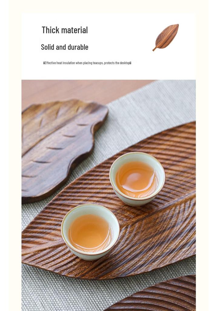 Wooden Leaf-Shaped Snack and Tea Tray