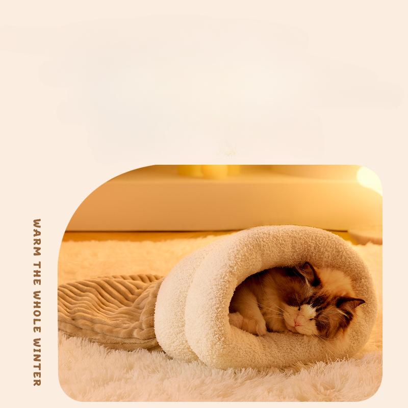 2026 Autumn and Winter Warm Cat Nest Sleeping Bag Drill Hole Closed Kitten Nest Safety Windproof Dog Nest Drill Quilt