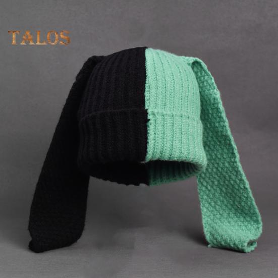 Зимняя вязаная шапка с длинным декором в виде заячьих ушей — фото 11