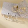 My Shape Double Circle Round Stud Earrings Geometric Earrings Stainless Steel Earrings Minimalist Front Back Earrings Jewelry