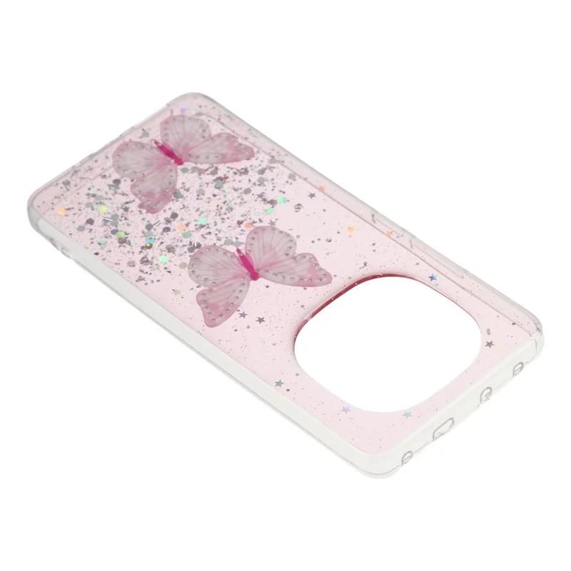 Dla Xiaomi Poco X7 5G/Xiaomi Redmi Note 14 Pro 5G Etui TPU Seria WANLONFENG AW PVC Motyl Epoksydowe Etui na Telefon z Folia HD