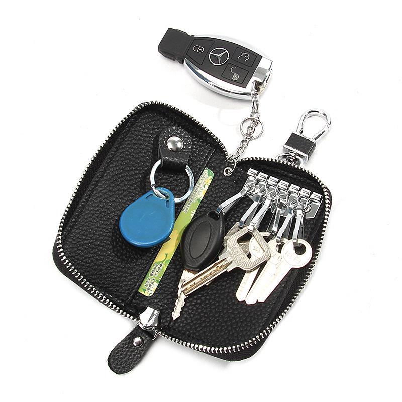 Genuine Leather Car Key Bag - Women's/Men's Waist-Hanging Zipper Key Case