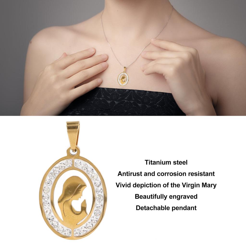 Virgin Mary Pendant Exquisite Carving   Steel Virgin Mary Jewelry for Men Women Daily Wear