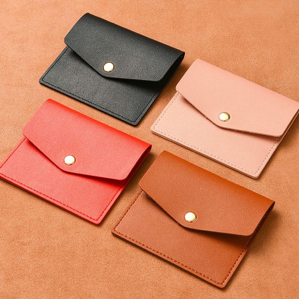 Solid Color Thin Envelope Card Bag Korean Style Snap Button Coin Purse Mini Wallet  Men
