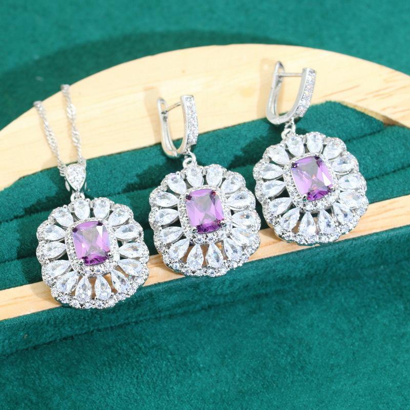High End Jewelry Europe and The United States Hot Selling Zircon Bracelet Earrings Rings Feminine Jewelry Set