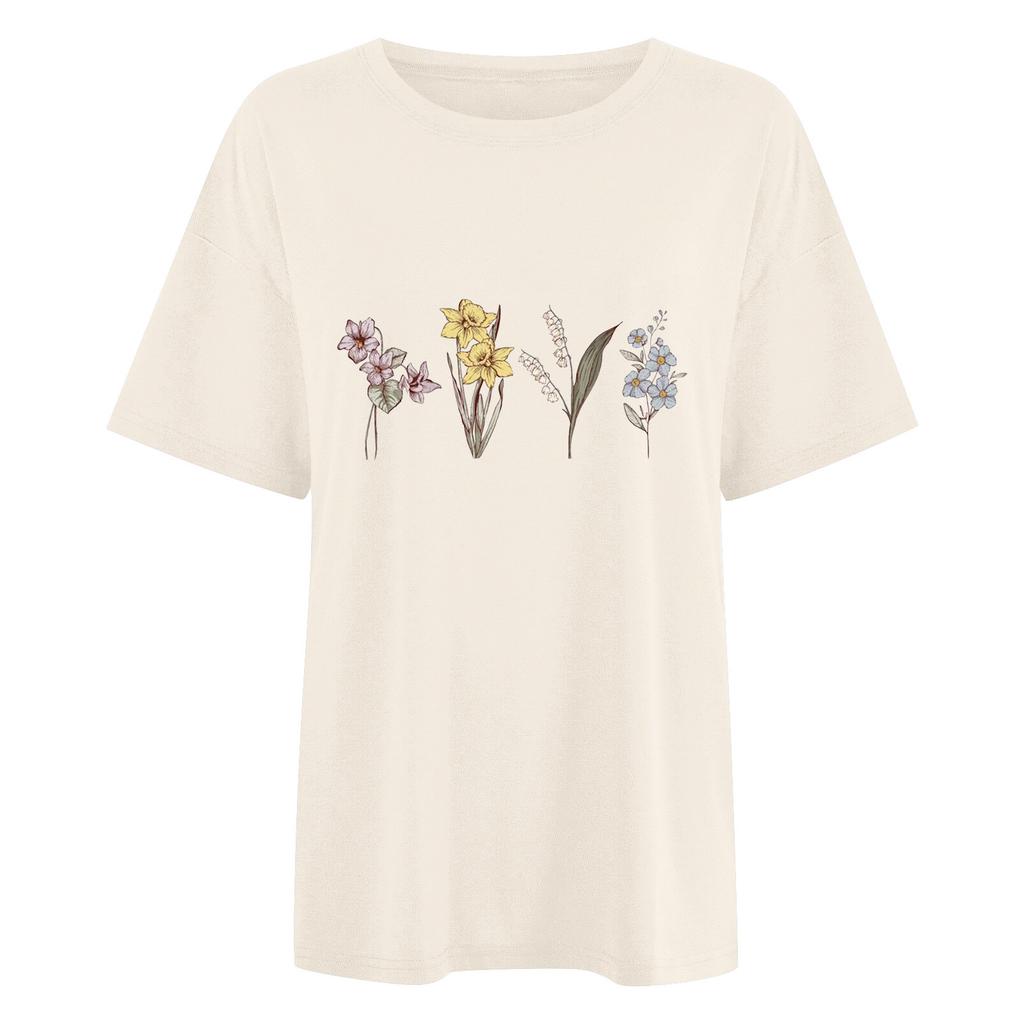 Women's Floral Trend Printed Fashion Cotton T-shirt