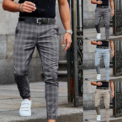 Nové pánské kalhoty ležérní pánské kalhoty úzké strečové pánské chinos kalhoty slim fit pánské ležérní kalhoty kostkované kalhoty