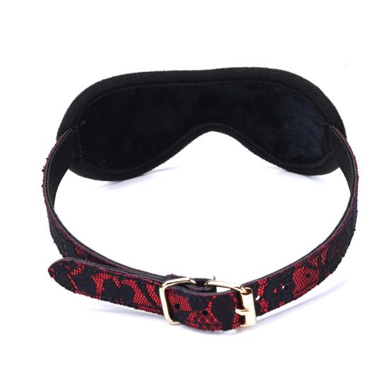 Lace BDSM Blindfold with Adjustable Strap Red Black Eye Mask for Sensory Deprivation Soft Inner Lining Intimate Accessory for Couples Role Play