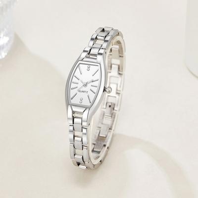 Ceasuri de damă cu cuarț la modă cu brățară subțire din metal, cadran simplu elegant, ceas de rochie