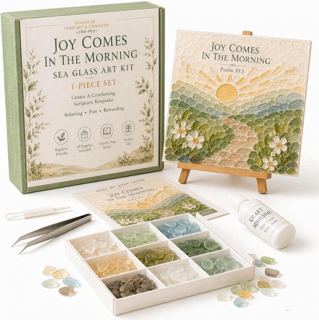 Comfort and Strength Poems Sea Glass Art Set Country Path