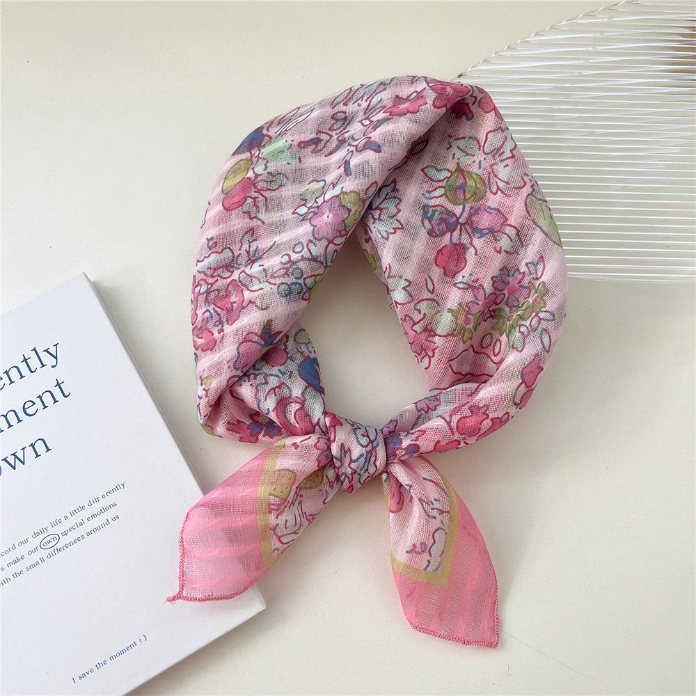 58 Floral Cotton Linen Scarf: Korean Ditsy Print Neckerchief for Spring, Summer, Autumn - Versatile Headband and Headscarf