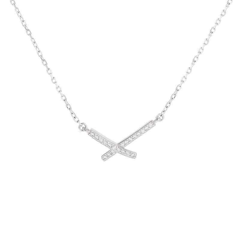 Full diamond cross necklace women's fashion light luxury simple versatile ins style niche design pendant women