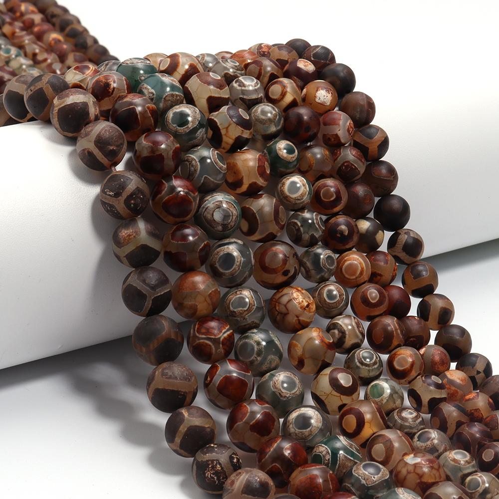 8/10mm Natursteinperlen Vintage DZI Achat Rund Lose Abstandshalterperle für Schmuckherstellung DIY Armbänder Halsketten Zubehör