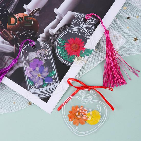 20Pcs DIY Transparent Dried Flower Bookmarks Handmade Clear Pressed Flower Bookmarks Making Kit for Women