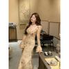 Gentle Floral Design Tea Break Skirt Autumn New Temperament Niche Waist and Thin Early Spring and Autumn Versatile Dress