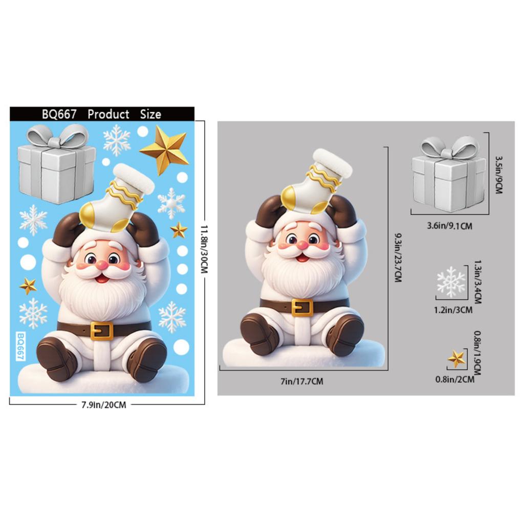Cute Christmas Stickers , Double-sided Electrostatic Printing, 1Pieces Per Pack.