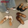 Fashion Soft Fashion Buckle Strap Ladies Flats Mary Janes Shoes Slides Female Shallow Footwear Strange Toe Women Lolita Flats Shoes
